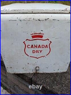 Antique Canada Dry Metal Cooler, Pre-owned, Pull Out Tray, 17x 16 X 13. Handle