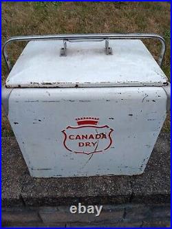 Antique Canada Dry Metal Cooler, Pre-owned, Pull Out Tray, 17x 16 X 13. Handle