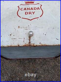 Antique Canada Dry Metal Cooler, Pre-owned, Pull Out Tray, 17x 16 X 13. Handle