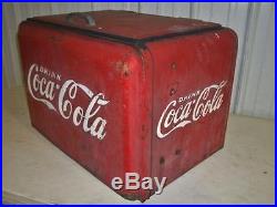 Antique Coca-Cola 37 Metal Cooler withRaised 1-Lettering, Galvanized Interior 1936