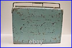 Antique Coca-Cola Cooler Box 1940s Metal Ice Chest Embossed Drink Coca-Cola Logo