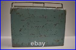 Antique Coca-Cola Cooler Box 1940s Metal Ice Chest Embossed Drink Coca-Cola Logo