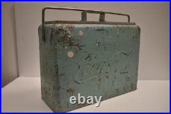Antique Coca-Cola Cooler Box 1940s Metal Ice Chest Embossed Drink Coca-Cola Logo