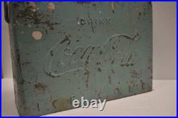 Antique Coca-Cola Cooler Box 1940s Metal Ice Chest Embossed Drink Coca-Cola Logo