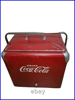 Antique Coca-Cola Metal Cooler Bottle Opener with Tray Progress Refrigerator Co