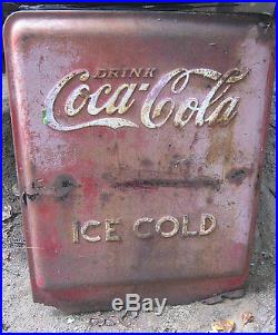 Antique Coca Cola Soda Cooler Steel Metal Panel Embossed Art Sign Not Porcelain