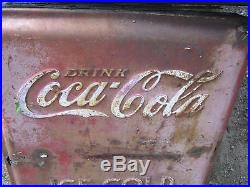 Antique Coca Cola Soda Cooler Steel Metal Panel Embossed Art Sign Not Porcelain