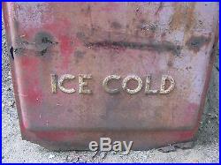 Antique Coca Cola Soda Cooler Steel Metal Panel Embossed Art Sign Not Porcelain