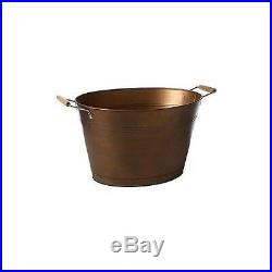 Antique Copper Ice Bucket Oval Party Tub Stand Outdoor BBQ Patio Beverage Cooler