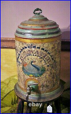 Antique Ice Water Cooler with Spout Insulated Beautiful Paint Decorated