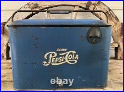 Antique Pepsi Cola Metal Cooler picnic Beach