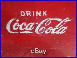 Antique Red Metal Embossed Coca Cola Cooler, Coke Collector