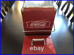 Antique Replica 1950's Coca-Cola Metal Ice Chest Cooler With Bottle Opener