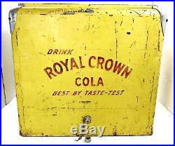 Antique Royal Crown RC Cola Yellow Metal Cooler with Lid, Soda Pop Collectible