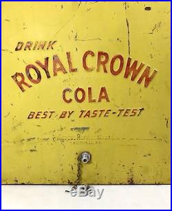 Antique Royal Crown RC Cola Yellow Metal Cooler with Lid, Soda Pop Collectible