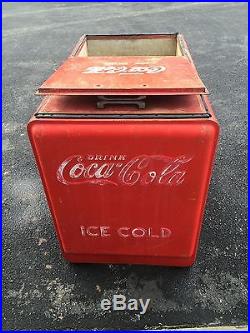 Antique Store Coca-Cola Coke Metal Bottle Cooler Ice Box 1930's