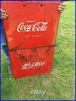 Antique Store Coca-Cola Coke Metal Bottle Cooler Ice Box 1930's