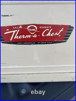 Antique THERM A CHEST metal ice chest Rare sought after classic cars and jeeps