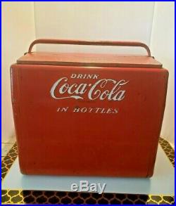 Antique Vintage 1950s Coca-Cola Coke Red Metal Cooler Ice Chest Soda Pop
