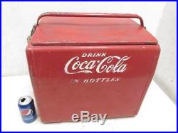 Antique Vintage Coke Coca-Cola Soda Cooler Ice Chest Metal Sign Picnic
