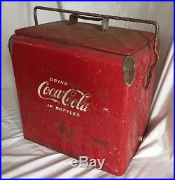 Antique/Vintage Original Condition Drink Coca-Cola In Bottles Metal Cooler