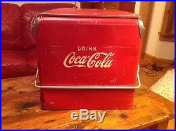 Antique / Vintage Red Metal Embossed Coca Cola Cooler, Coke Collector