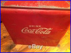 Antique / Vintage Red Metal Embossed Coca Cola Cooler, Coke Collector