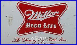 Antique Vintage Retro Red/White Metal Cronstroms Miller High Life Beer Cooler