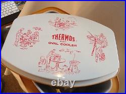 Antique Vintage Thermos Plaid Oval Cooler Pristine Condition No Handle