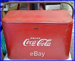 Antique Vtg Drink Coca-Cola Soda Cooler Ice Chest Metal Progress Refrigerator Co