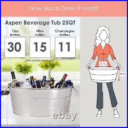 Aspen Heavy-Duty Oval Stainless Steel Beverage Tub for Parties Metal Larg