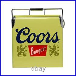 Banquet Retro Ice Chest Cooler with Bottle Opener 13l Yellow Metal Table