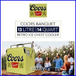 Banquet Retro Ice Chest Cooler with Bottle Opener 13l Yellow Metal Table