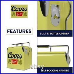 Banquet Retro Ice Chest Cooler with Bottle Opener 13l Yellow Metal Table