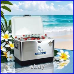 Beach Metal Cooler 54 QT Yakimoto Reto Ice Chest for Camping BBQ Party Traveling