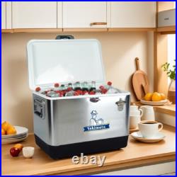 Beach Metal Cooler 54 QT Yakimoto Reto Ice Chest for Camping BBQ Party Traveling
