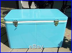 Beautiful Baby Blue COLEMAN Vintage Metal Cooler with Opener & Tray Clean