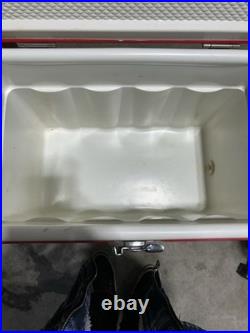 Beautiful Vintage 1975 Coleman Red Metal Cooler White Bottom 18 1/4 X 13 1/2