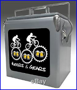 Beers & Gears 13qt Retro Metal Ice Chest/Cooler