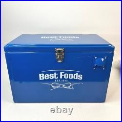 Best Foods Promo Retro Ice Chest Metal Cooler Box Blue with Bottle Opener