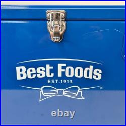 Best Foods Promo Retro Ice Chest Metal Cooler Box Blue with Bottle Opener