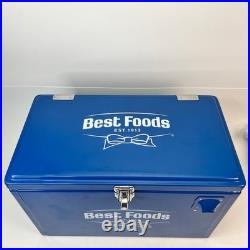 Best Foods Promo Retro Ice Chest Metal Cooler Box Blue with Bottle Opener