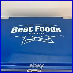 Best Foods Promo Retro Ice Chest Metal Cooler Box Blue with Bottle Opener
