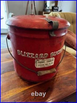 Blizzard Bucket Red Picnic Metal Cooler Vintage 1950's Sterling MFG. Co. Inc. BH
