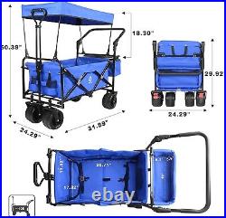 Blue Heavy Duty Collapsible Wagon Cart Cooler Bag Outdoor Folding Utility