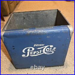 Blue Pepsi-Cola Vintage Ice Chest Cooler Vintage Metal Aluminum 1950's