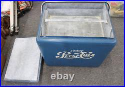 Blue Pepsi-Cola Vintage Ice Chest Cooler with Tray (Vintage) Metal Aluminum 1950's