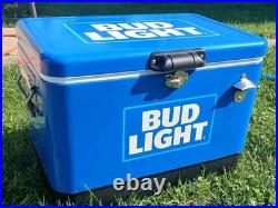Brand New Bud Light 54 Quart Stainless Steel Hard Cooler Metal Latch
