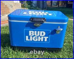 Brand New Bud Light 54 Quart Stainless Steel Hard Cooler Metal Latch