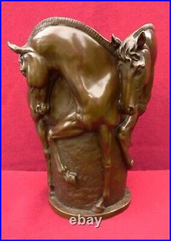 Bronze Horse Vase Art Deco Equestrian Frieze Urns Wine Cooler Stallion Arabian